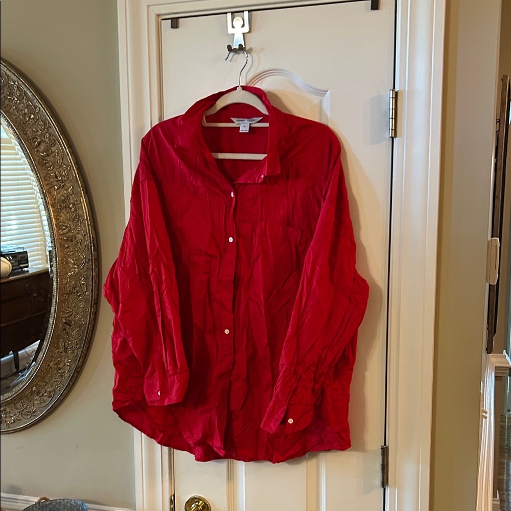 Old Navy Bright Red Boyfriend Shirt